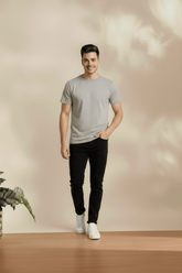 Men’s Classic Grey Round Neck Cotton T-Shirt
